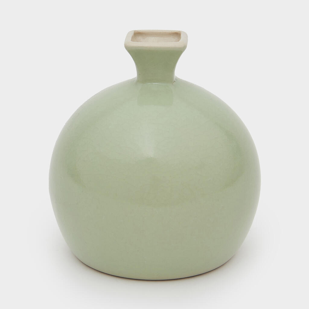 VASO QUADRADO CERÂMICA CELADON BOLA BOCA