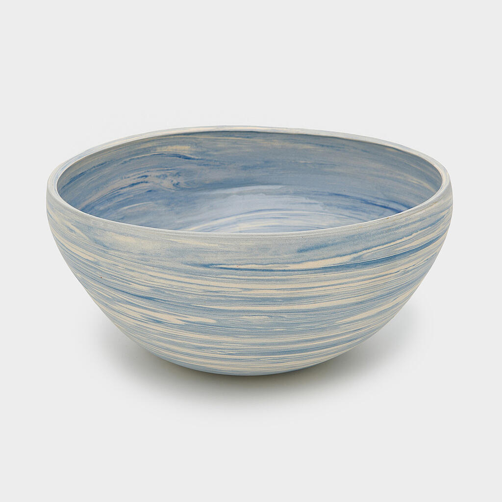 VASO CERÂMICA AZUL MESCLA BRANCA