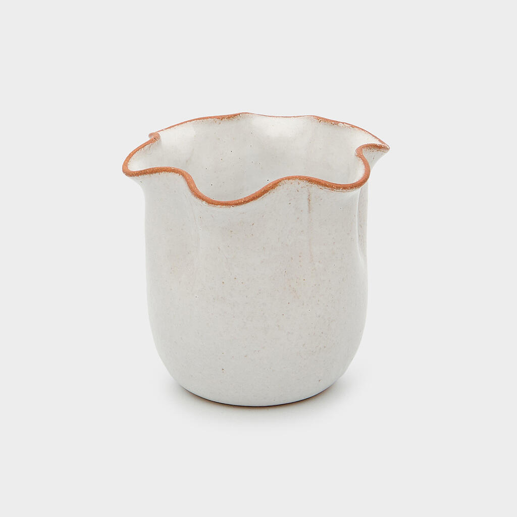 VASO CERÂMICA BRANCO BABADO FRISO