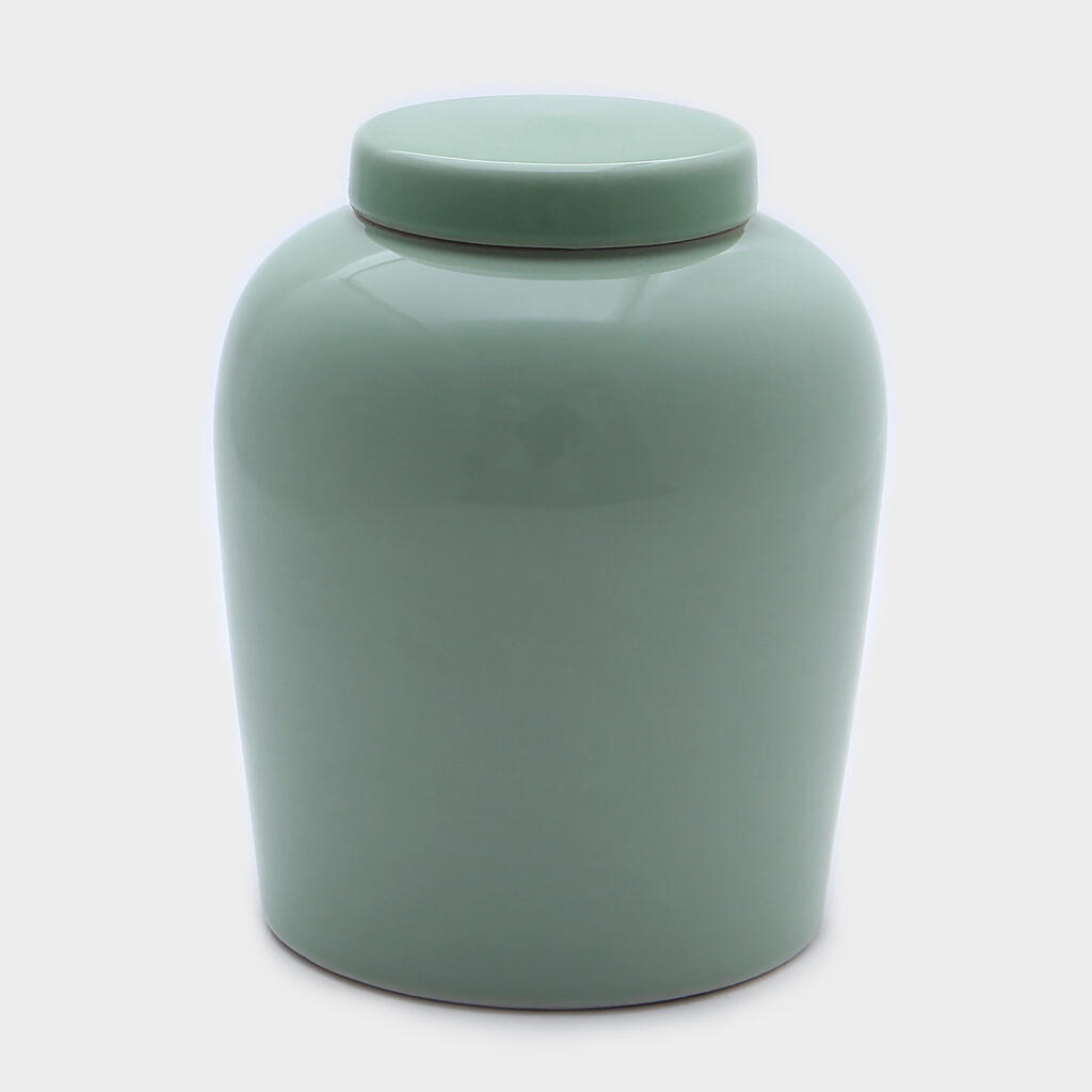 VASO CERÂMICA VERDE CLARO COM TAMPA