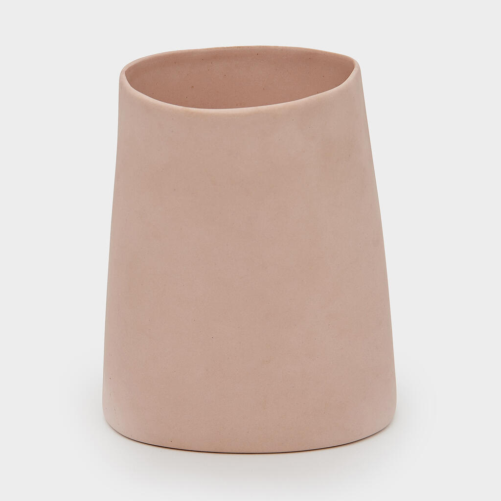 VASO OVAL CERÂMICA ROSA CLARO TORTO