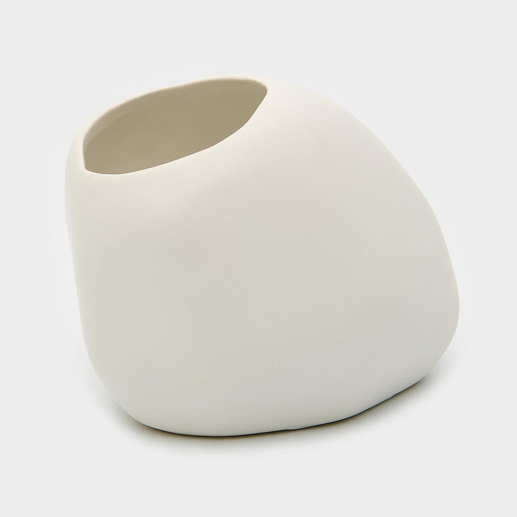 VASO CERÂMICA BRANCO TORTO