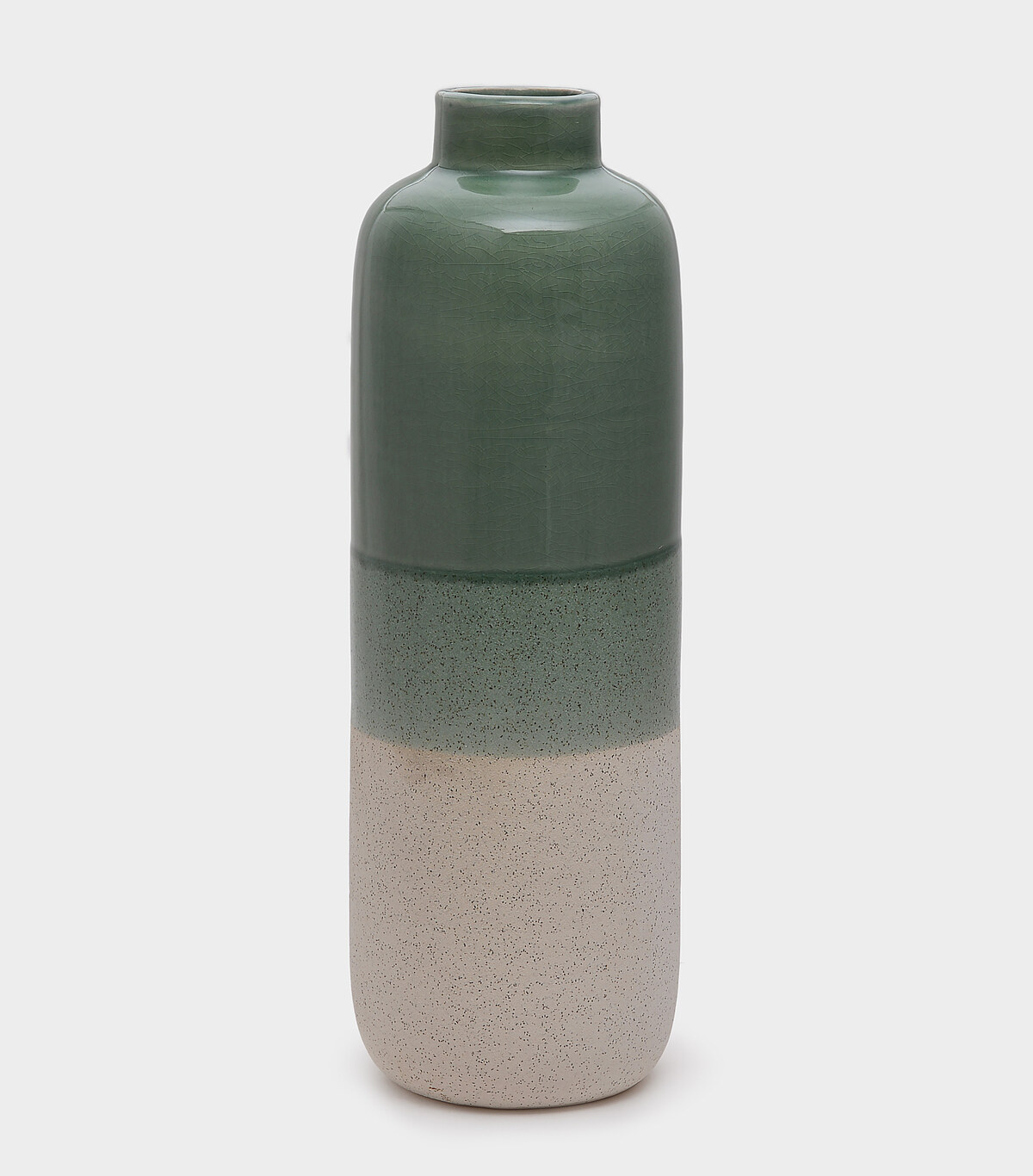 VASO TUBO CERÂMICA CELADON E OCRE