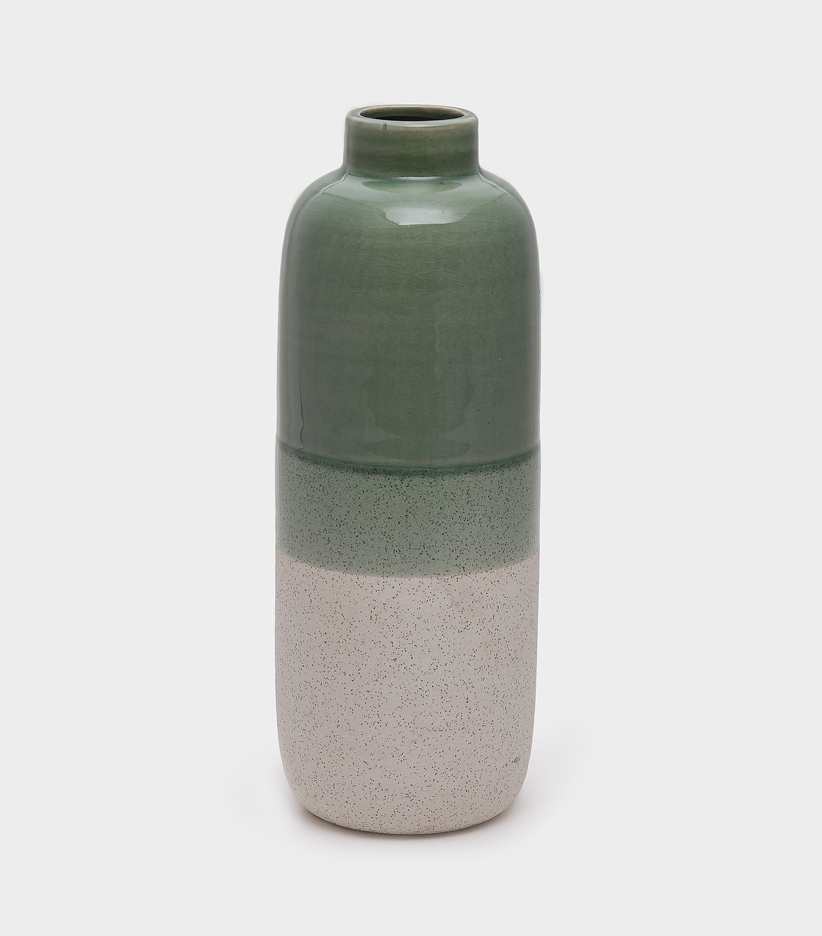 VASO TUBO CERÂMICA CELADON E OCRE