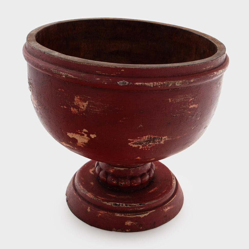 VASO MADEIRA VERMELHO COM PÉ - M