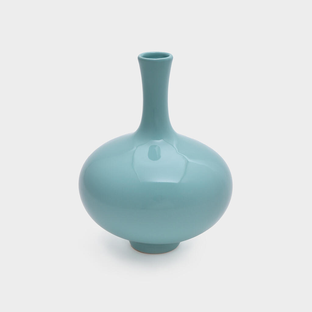 VASO PORCELANA AZUL CLARO BOLA