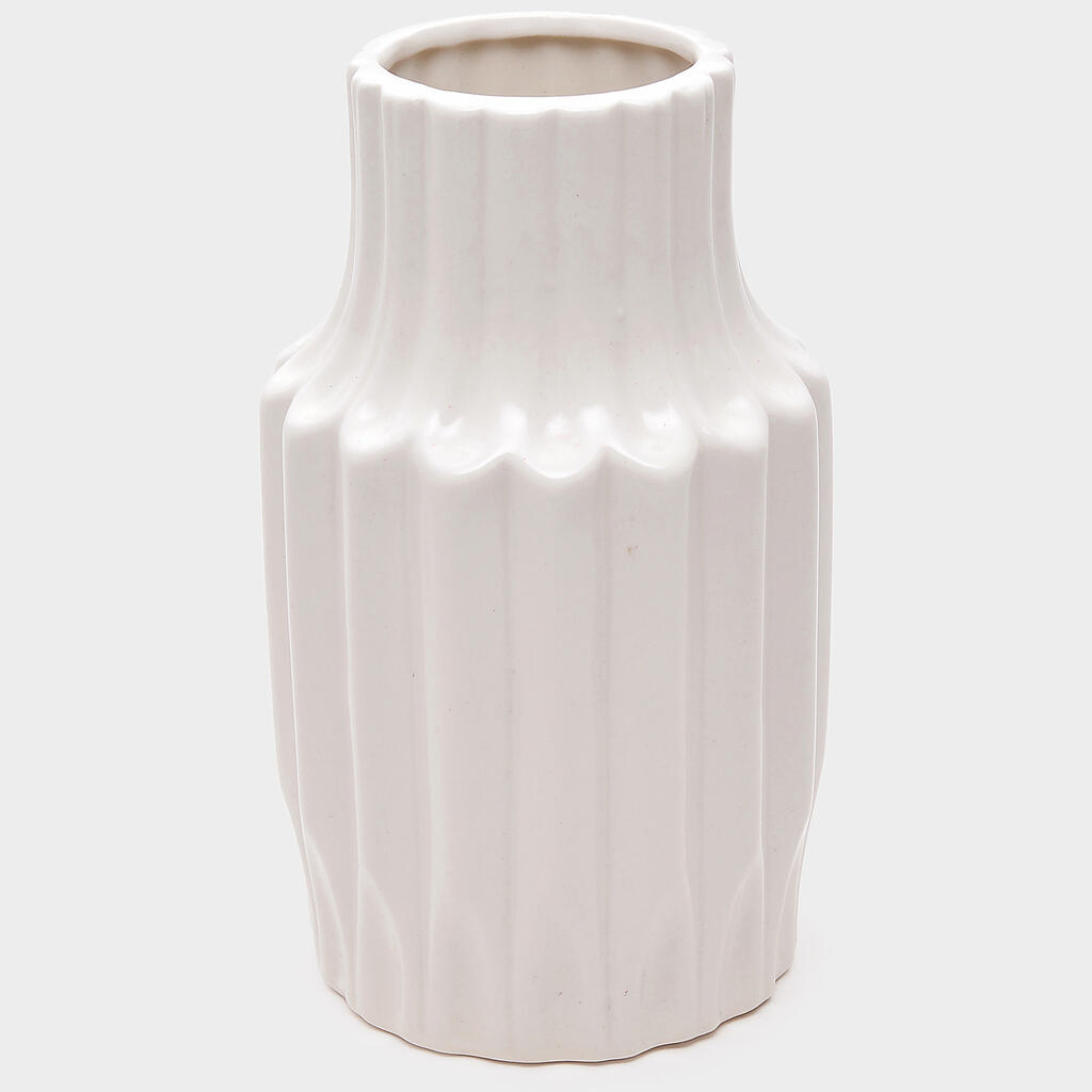 VASO PORCELANA BRANCO CANELADO - G