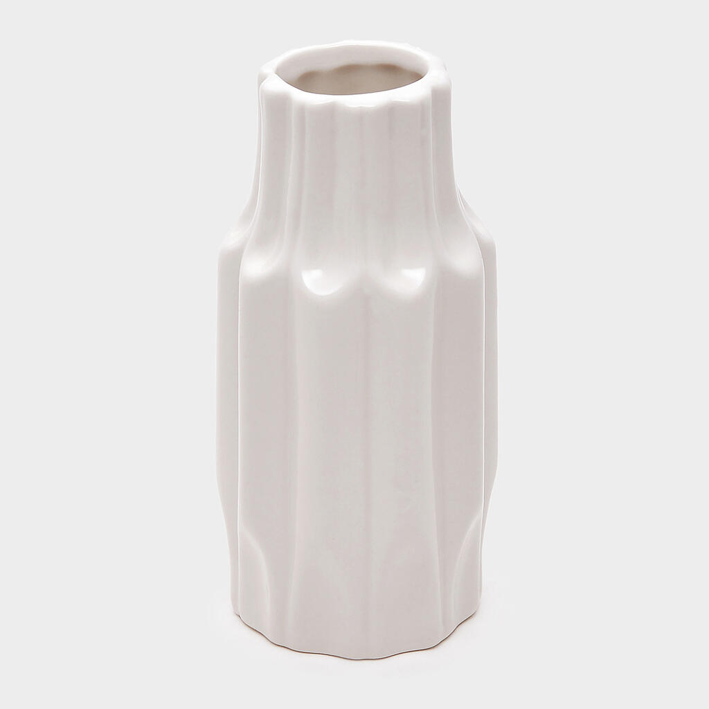 VASO PORCELANA BRANCO CANELADO - P