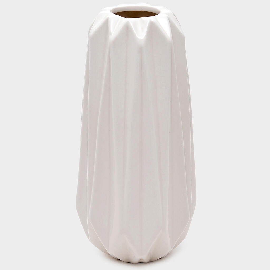 VASO PORCELANA BRANCO RAIADO