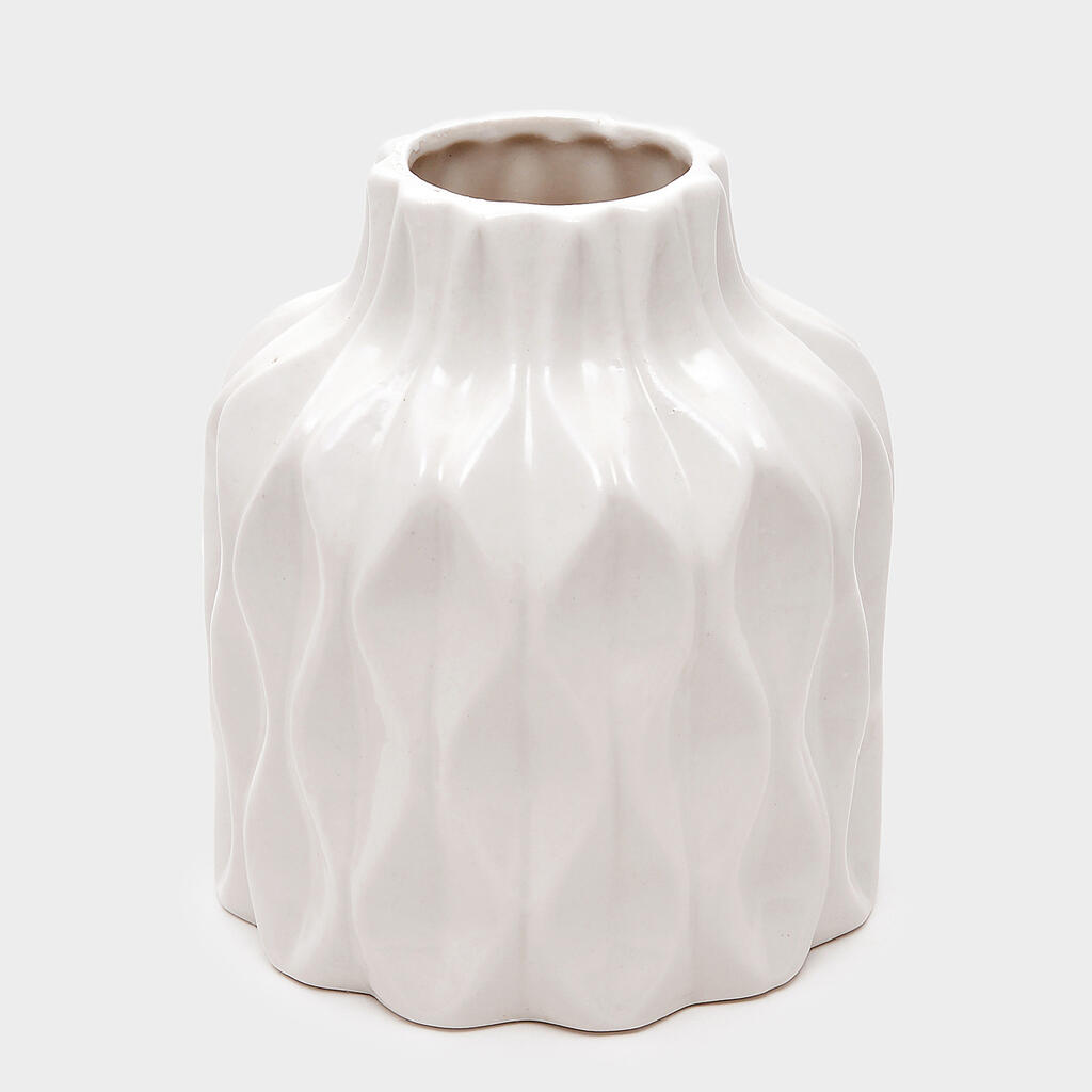 VASO PORCELANA BRANCO TEXTURA