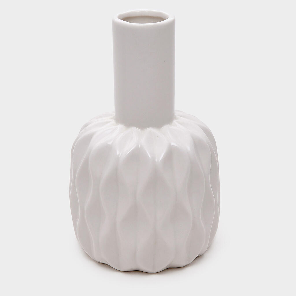VASO PORCELANA BRANCO TEXTURA PESCOÇO