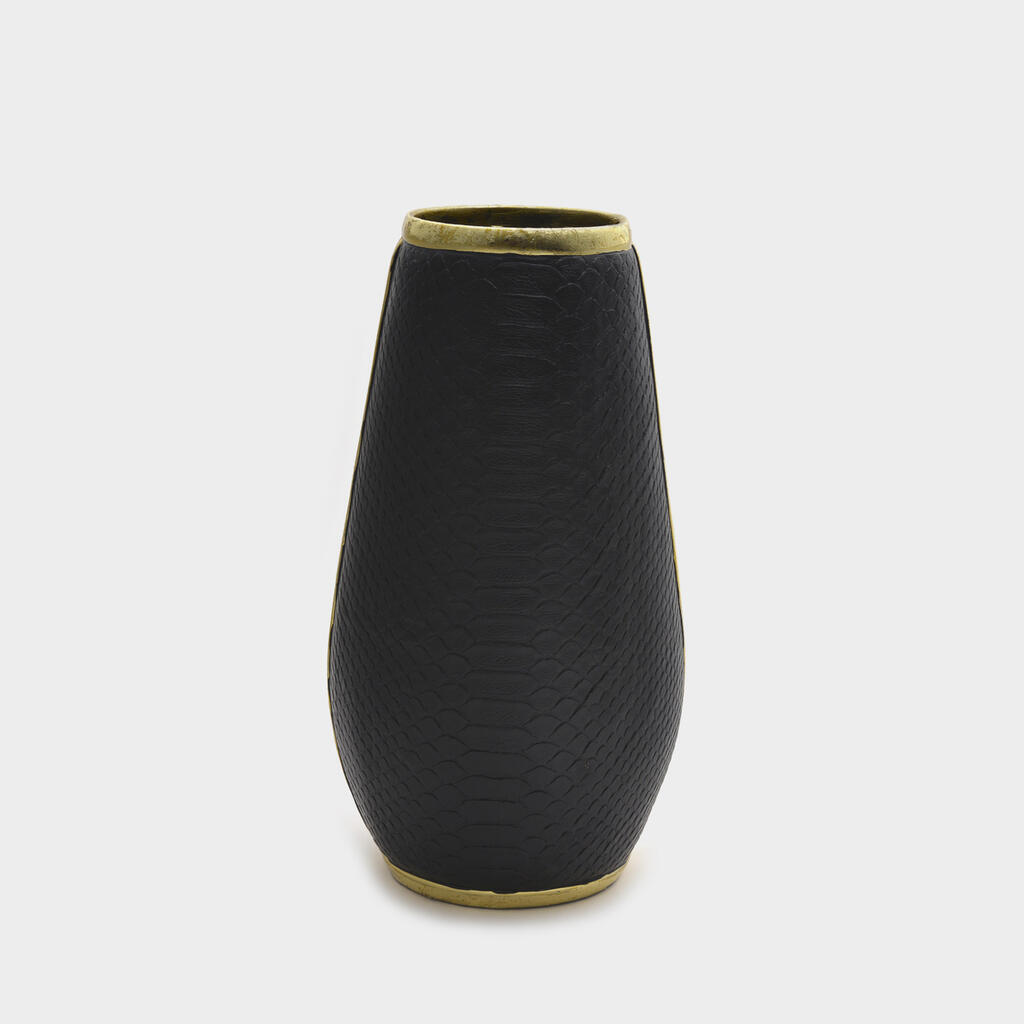VASO OVAL RESINA PRETO CROCODILO