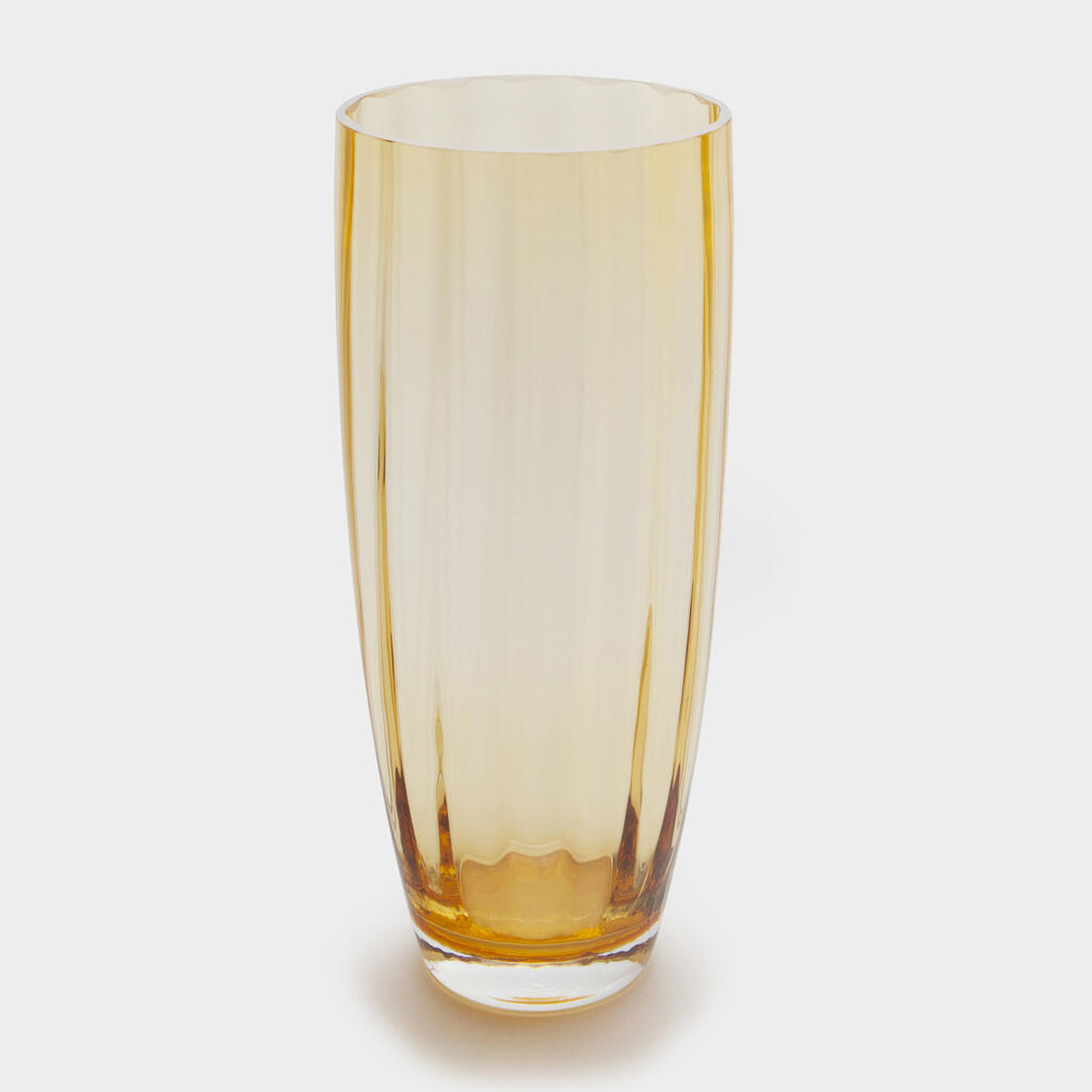 VASO VIDRO DOURADO CANELADO ALTO