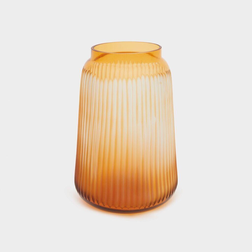 VASO VIDRO DOURADO FOSCO CANELADO