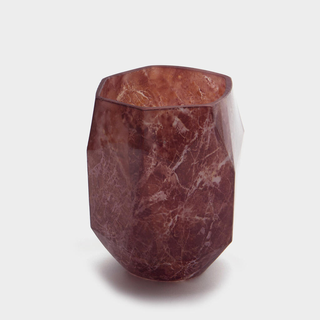 VASO VIDRO ROSA ESTAMPA MÁRMORE