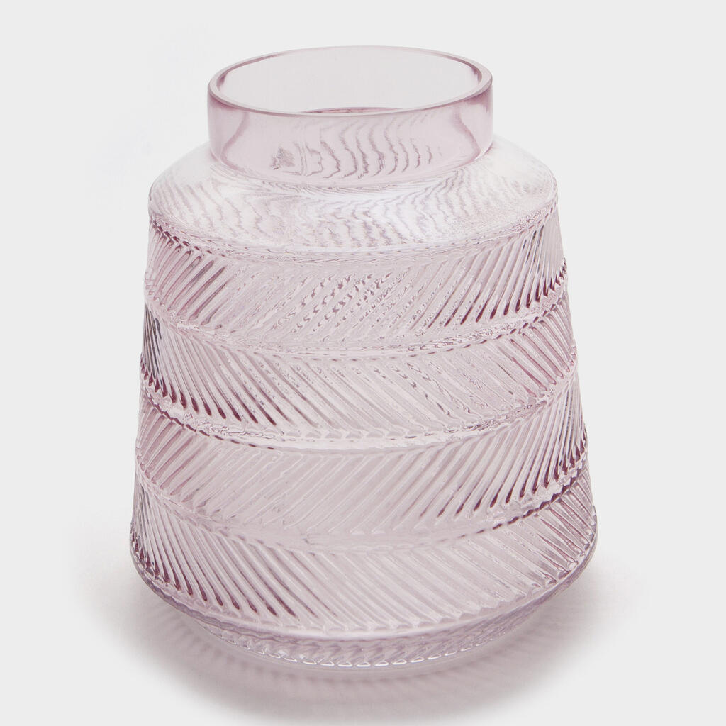 VASO VIDRO ROSA LISTRA 9,5X19H