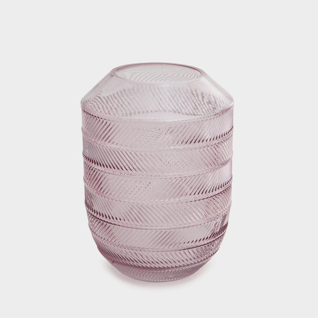 VASO VIDRO ROSA LISTRA 9,5X22H