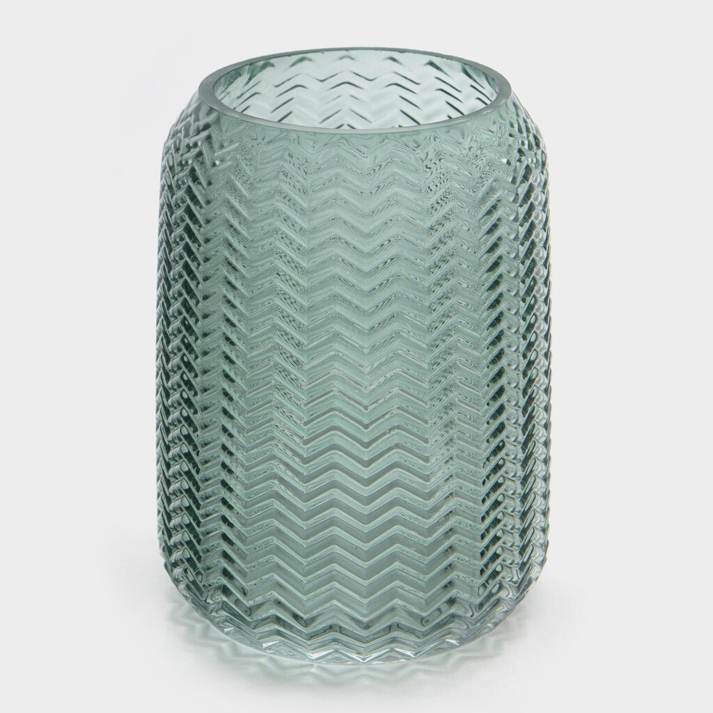 VASO VIDRO VERDE ZIG ZAG