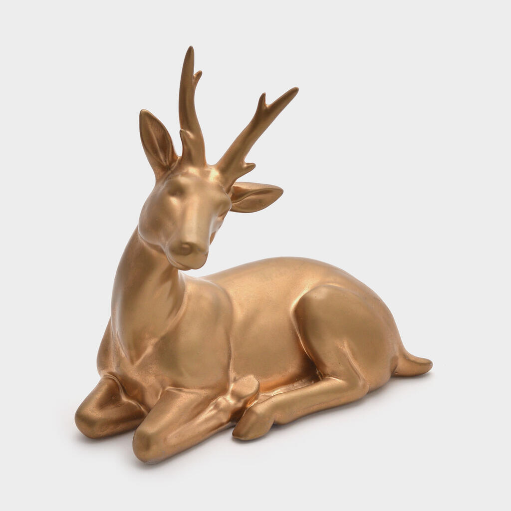 ESCULTURA VEADO CERÂMICA DOURADO