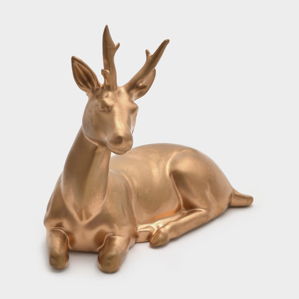 ESCULTURA VEADO CERÂMICA DOURADO