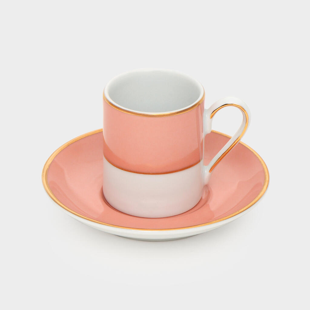 XÍCARA CAFÉ BORDA PESSEGO FILETE OURO