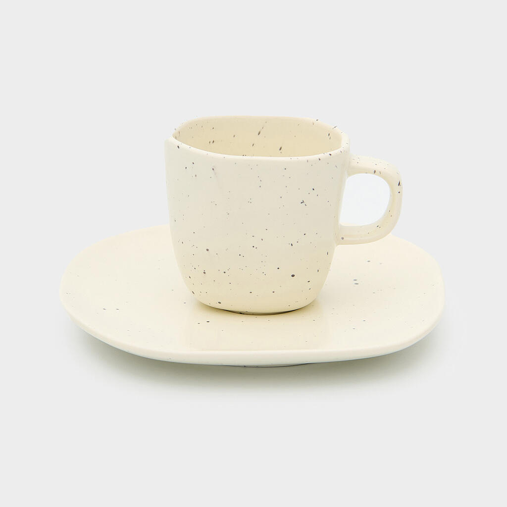 XÍCARA CAFÉ CERÂMICA CREME COM PINTAS