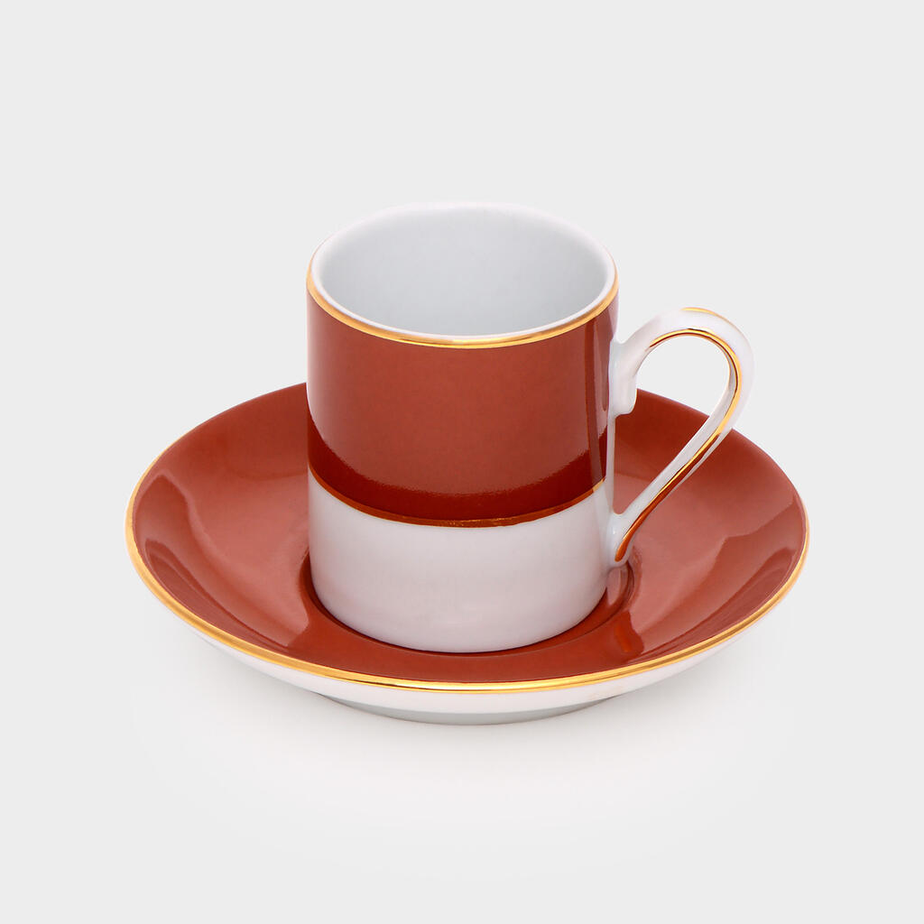 XÍCARA CAFÉ FERRUGEM FILETE OURO