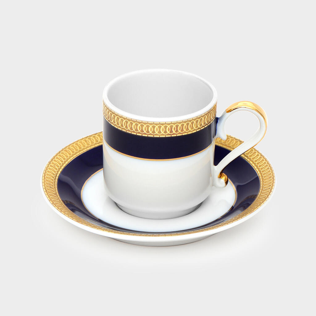 XÍCARA CAFÉ FRISO COBALTO|OURO