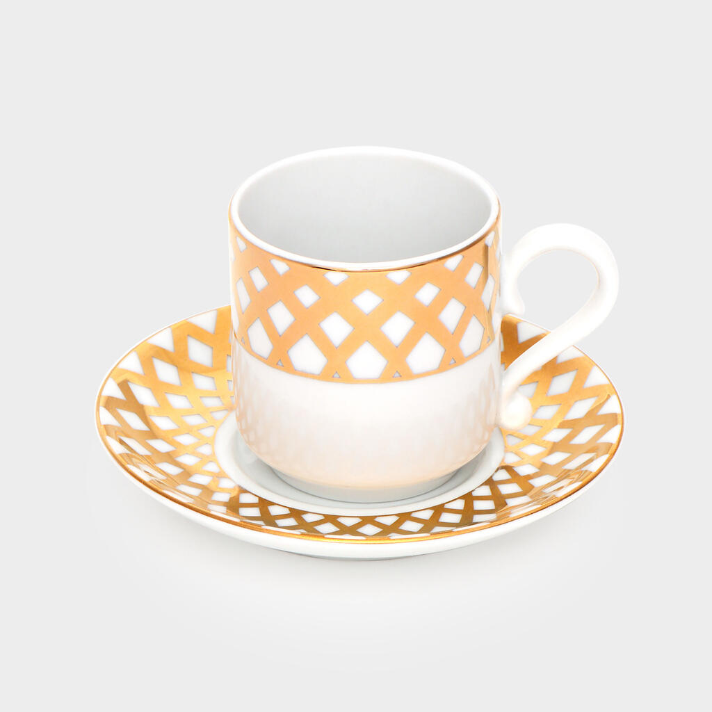 XÍCARA CAFÉ OURO GEOMETRICA