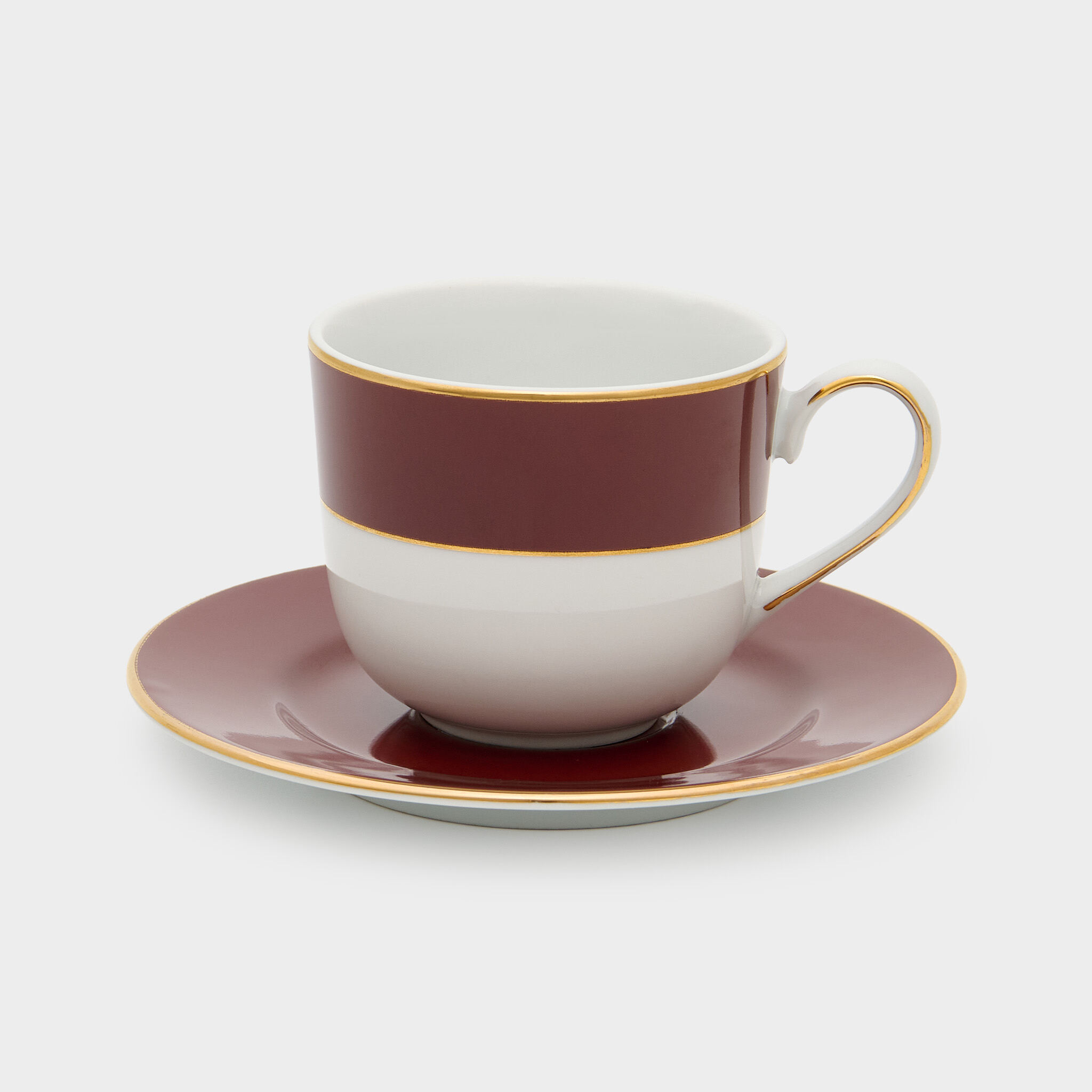 XÍCARA CHÁ BORDÔ FILETE OURO