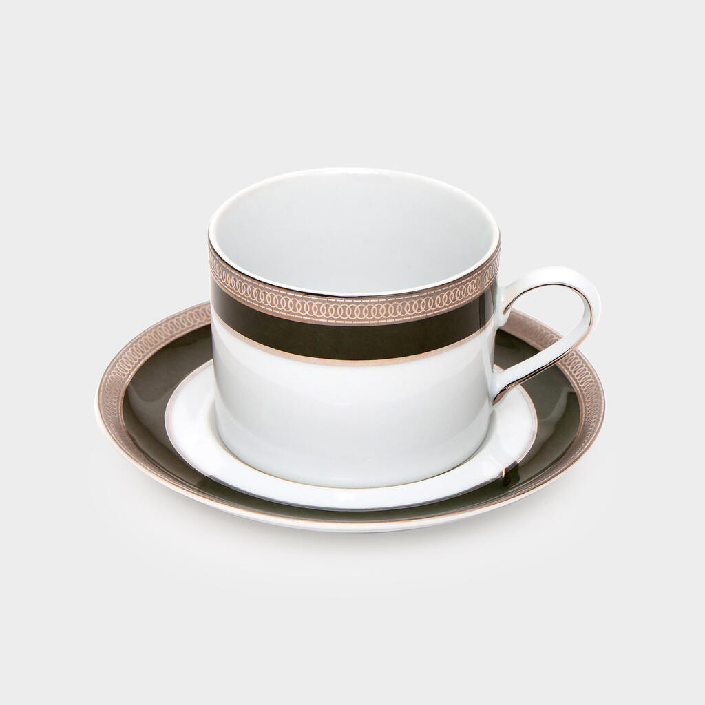 XÍCARA CHÁ FRISO PRATA E VERDE