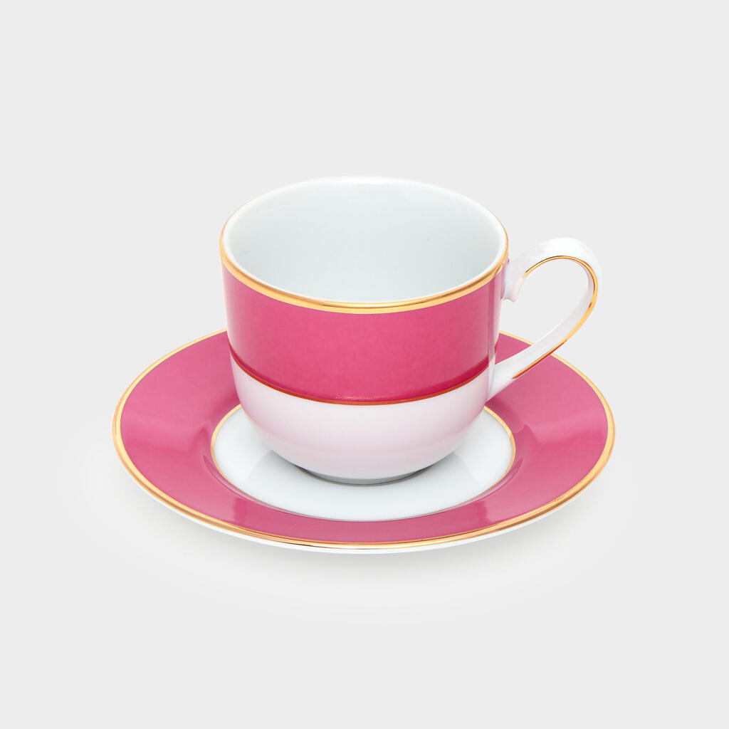 XÍCARA CHÁ PINK FILETE OURO NOVO