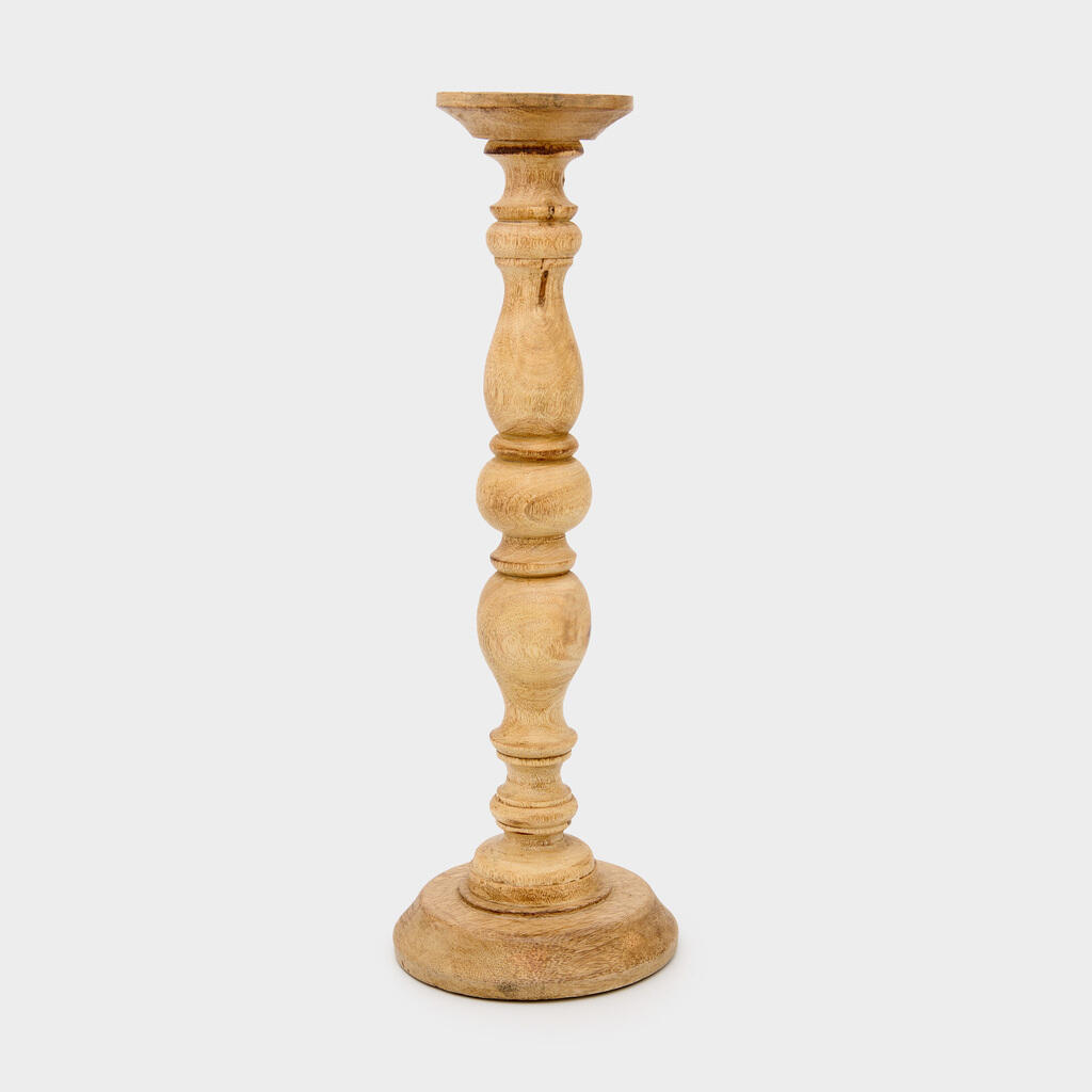 CASTIÇAL MADEIRA CLARA TORNEADO