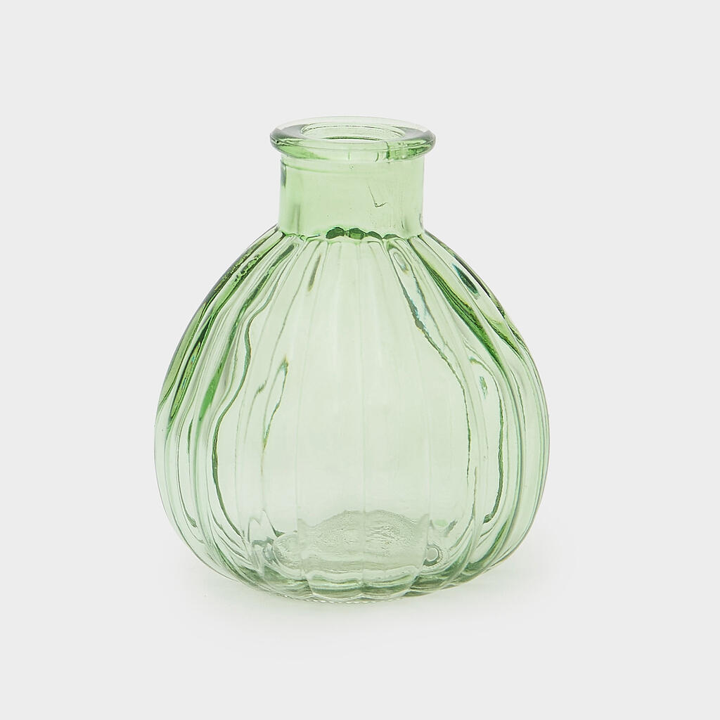 GARRAFA VIDRO VERDE CANELADA BOLA