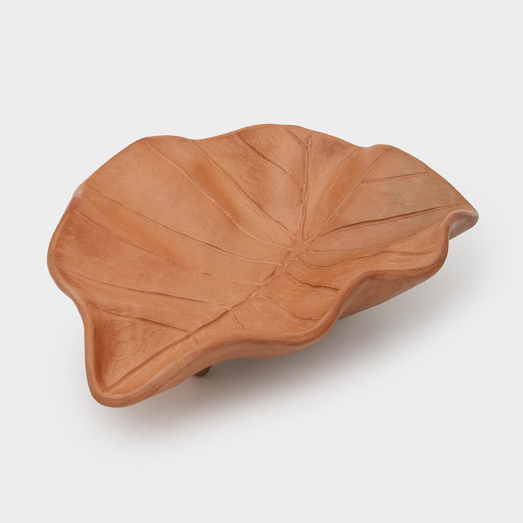 CENTRO DE MESA FOLHA CERÂMICA TIJOLO 3 PÉS