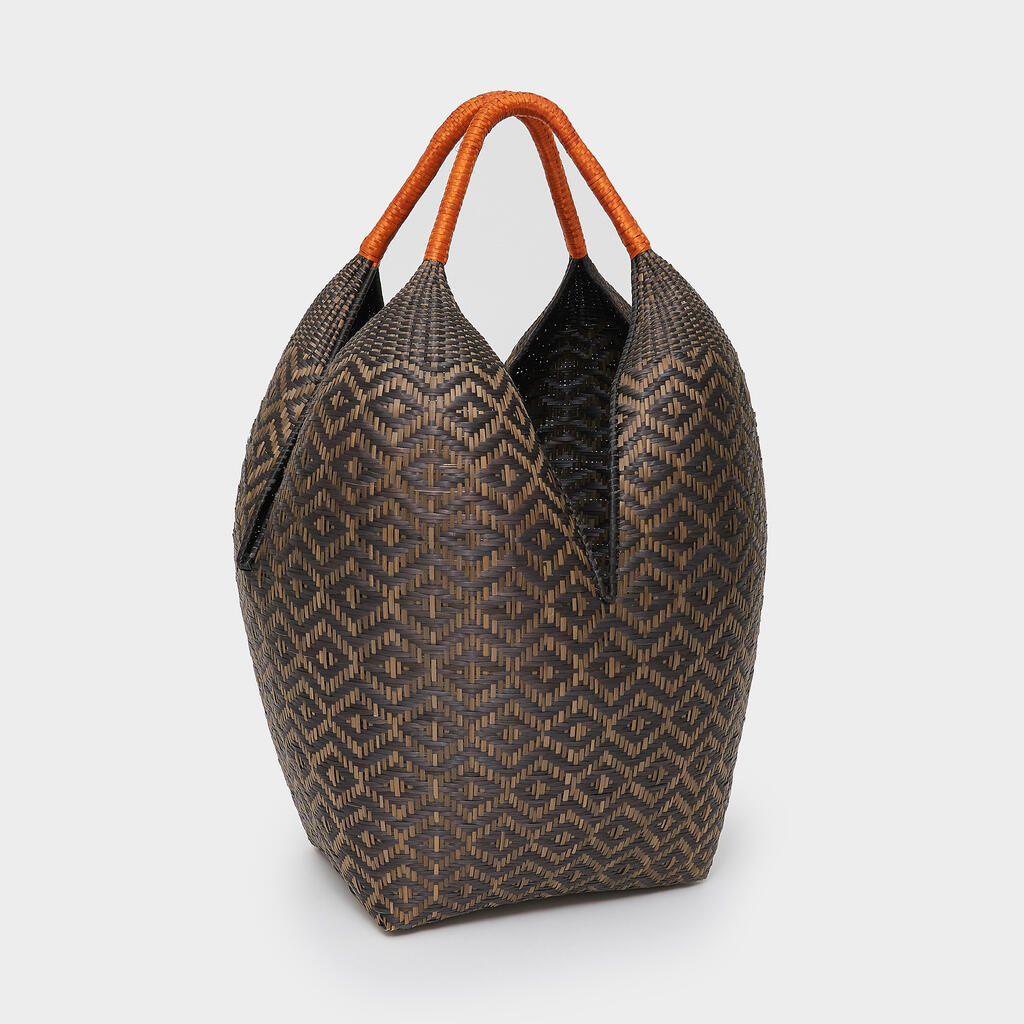CESTA COLOMBIANA PRETA ALÇA LARANJA