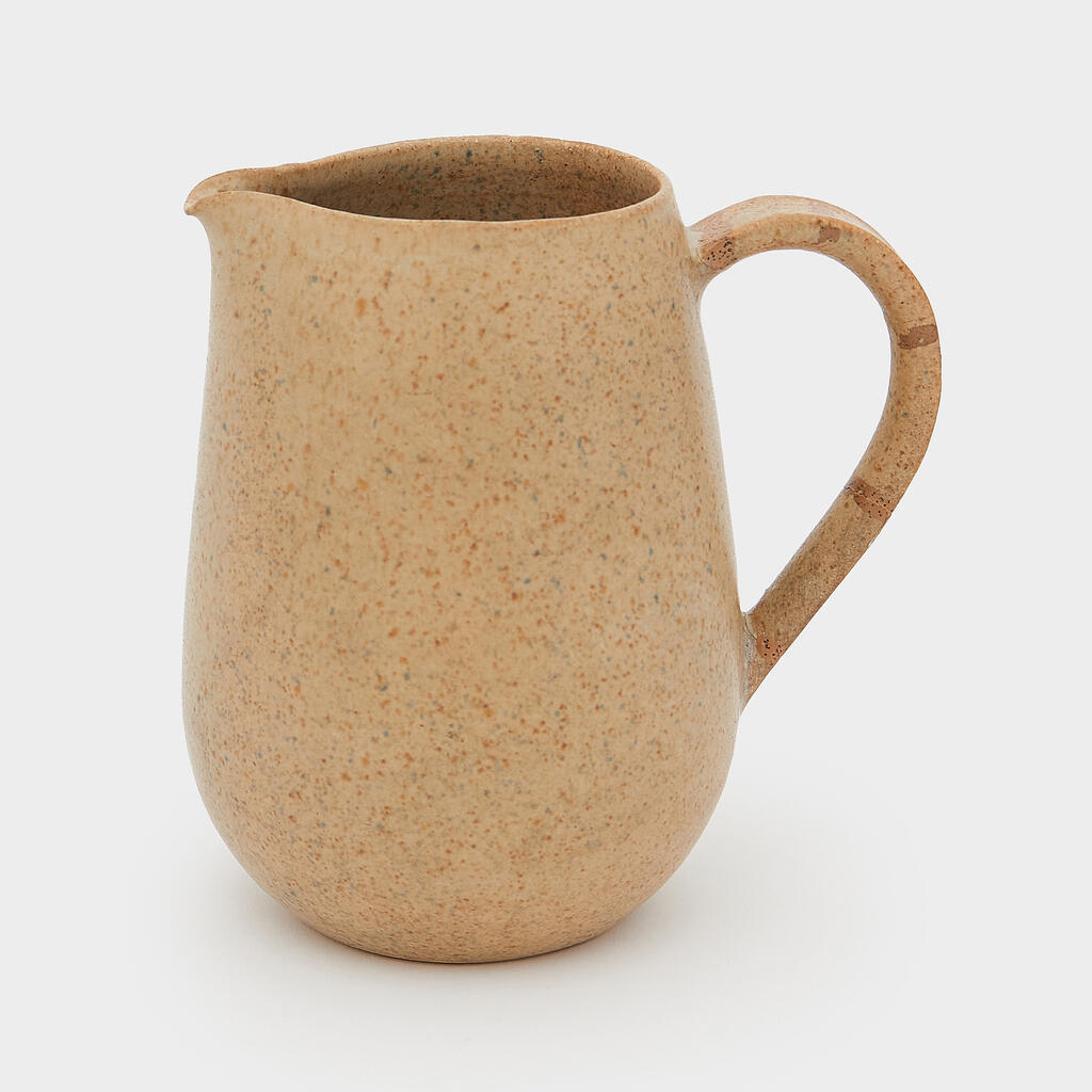 JARRA CERÂMICA N.O OCRE COM ALÇA E LISTRA