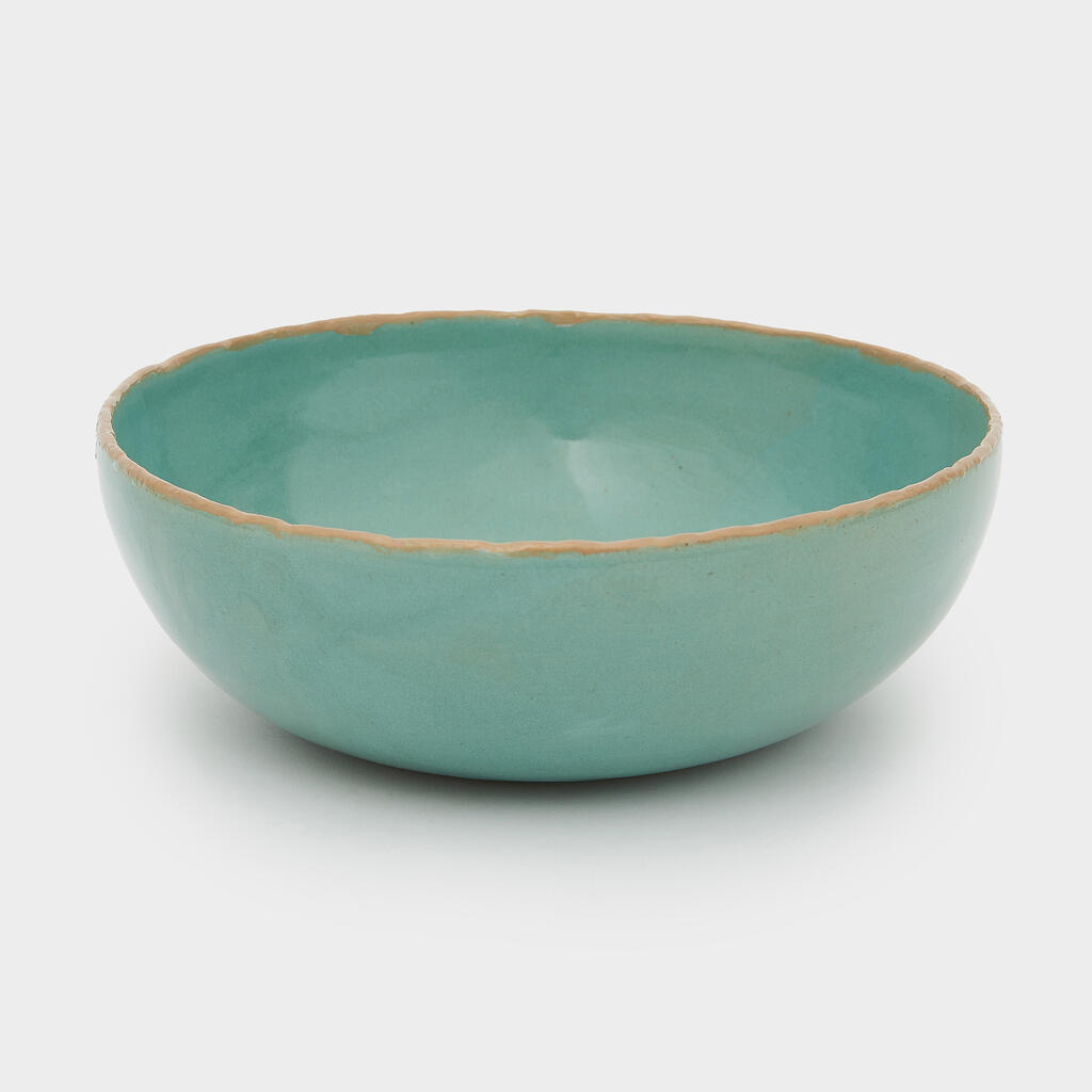 TIGELA CERÂMICA TROIA CELADON E OCRE G