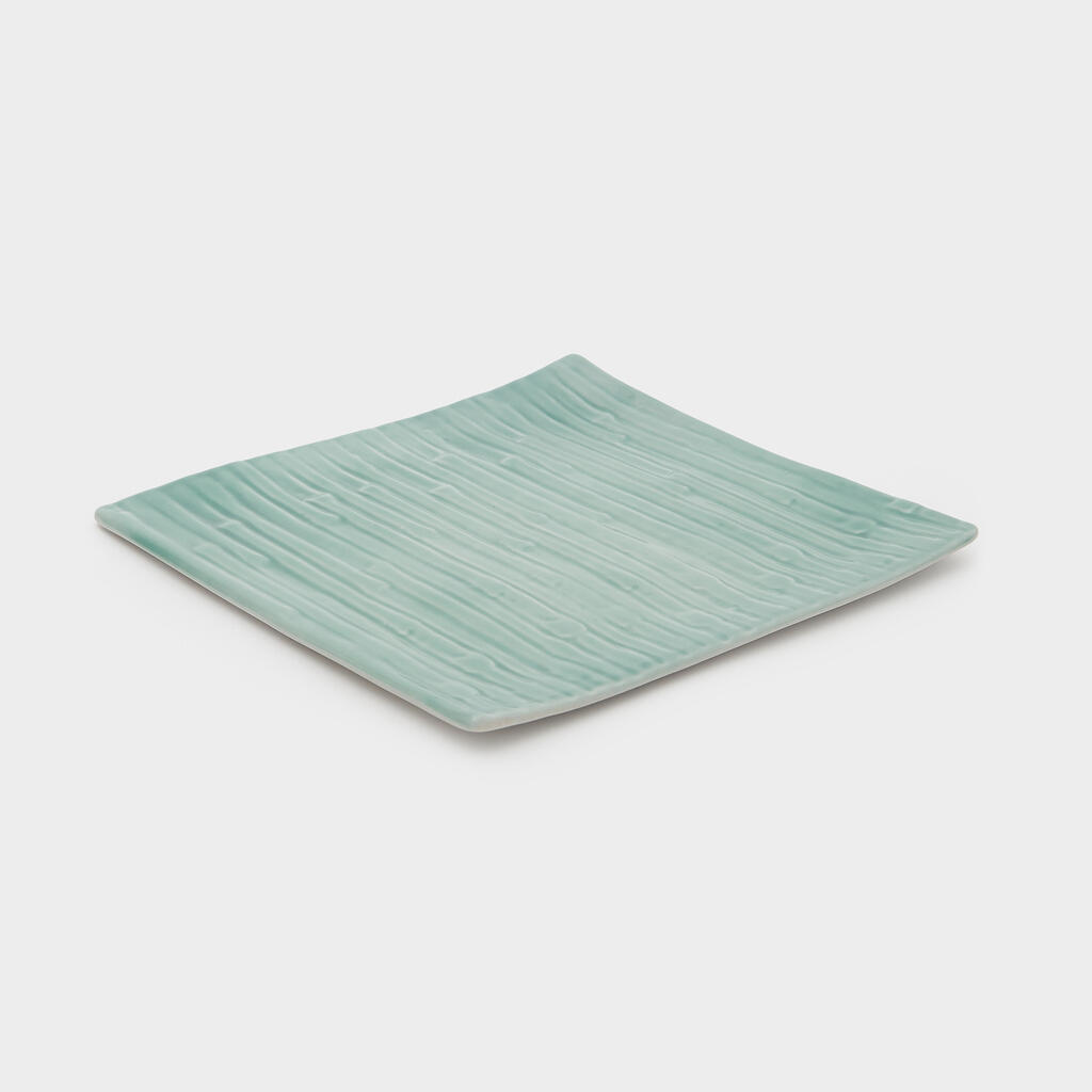 PRATO QUADRADO CERÂMICA E BAMBU R.V. CELADON