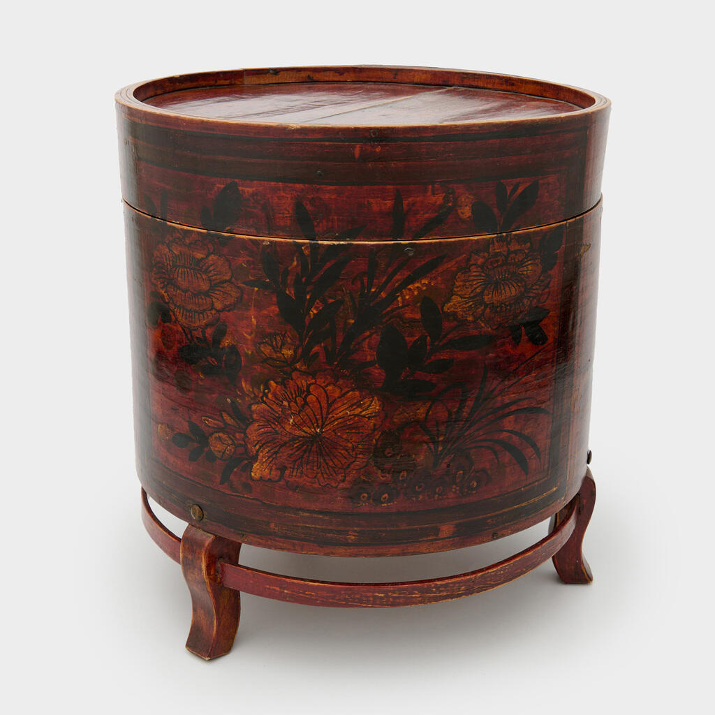 MARMITEIRO REDONDO MADEIRA COM PÉ E TAMPA