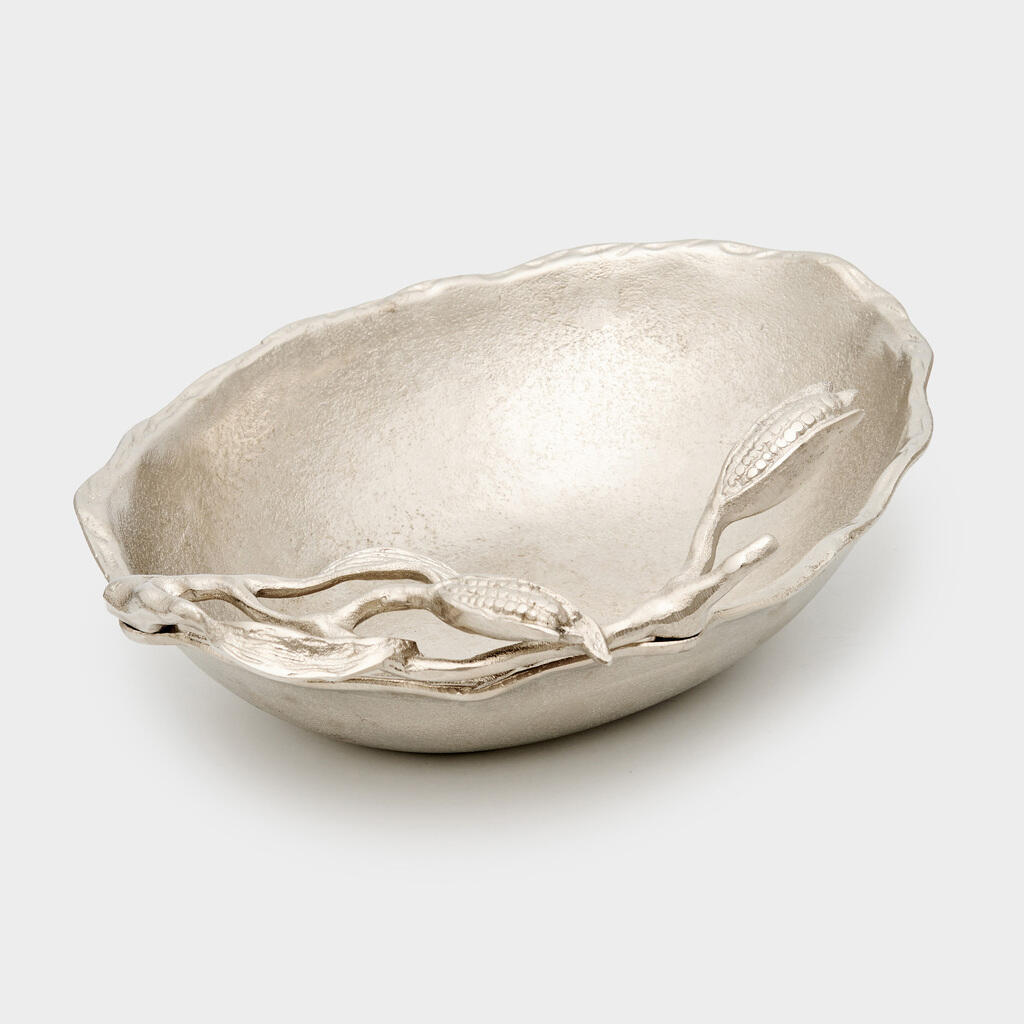 CENTRO DE MESA OVAL PRATA MILHO