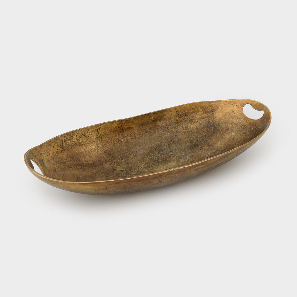 CENTRO DE MESA CANOA DOURADO BRONZE