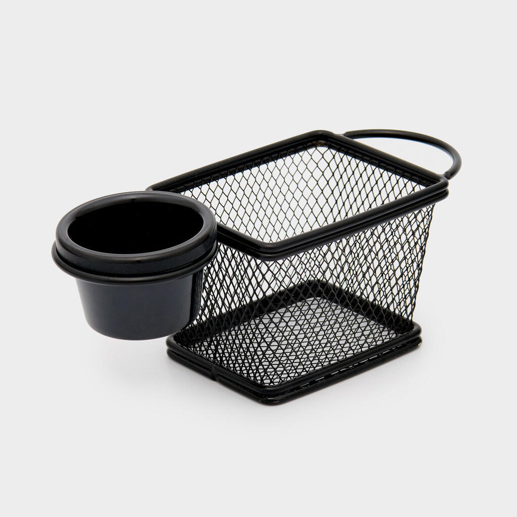 CESTA RETANGULAR FERRO PRETA COM COPO