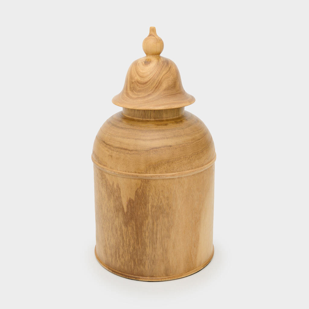 POTICHE MADEIRA CLARA COM TAMPA