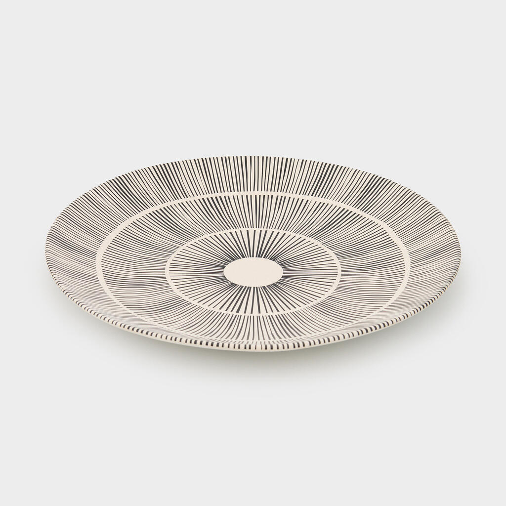 PRATO REDONDO CERÂMICA BRANCO LISTRA PRETA