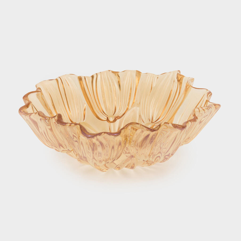 SALADEIRA CRISTAL DOURADA FOLHA FUNDA