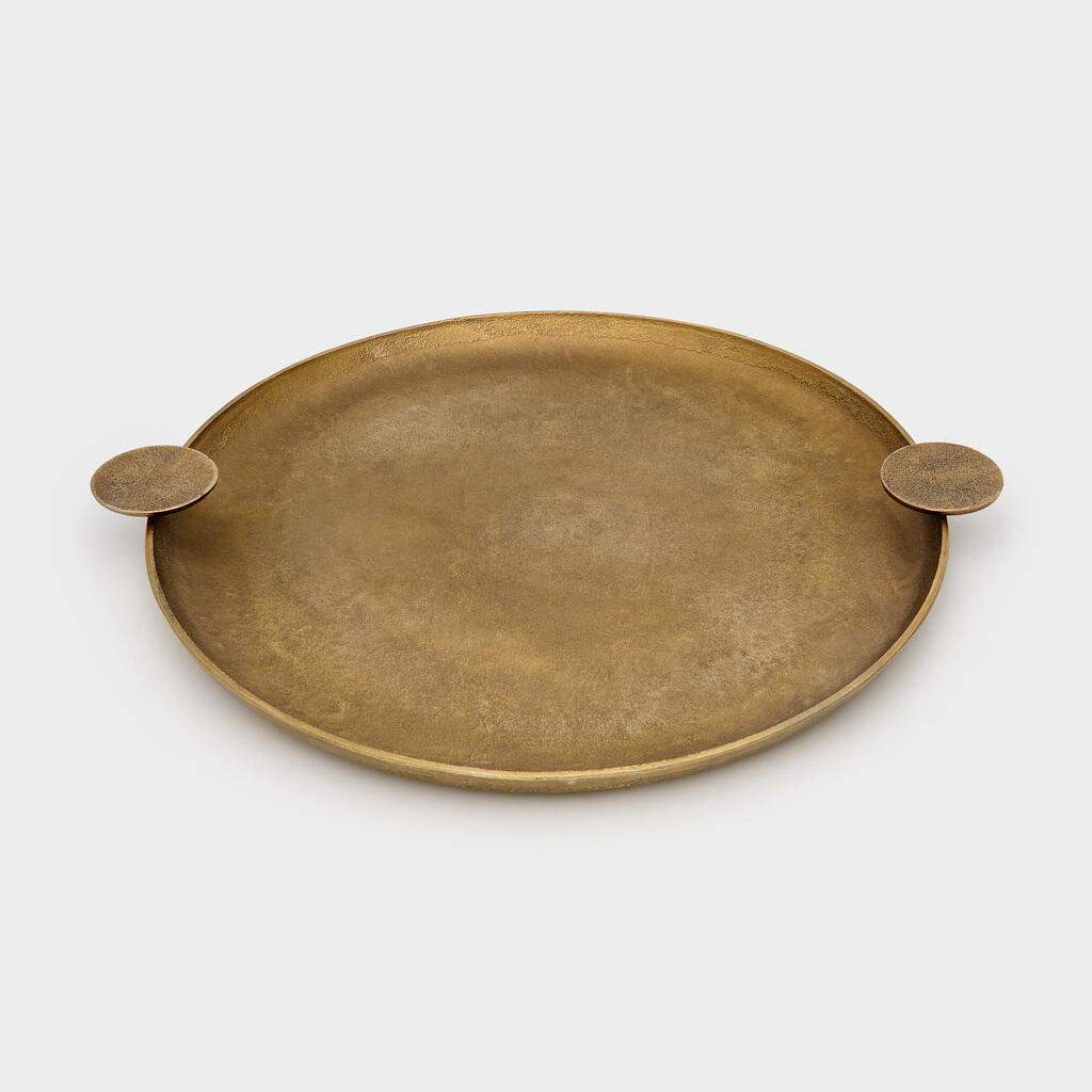 TRAVESSA REDONDA DOURADA BRONZE 2 BOLAS