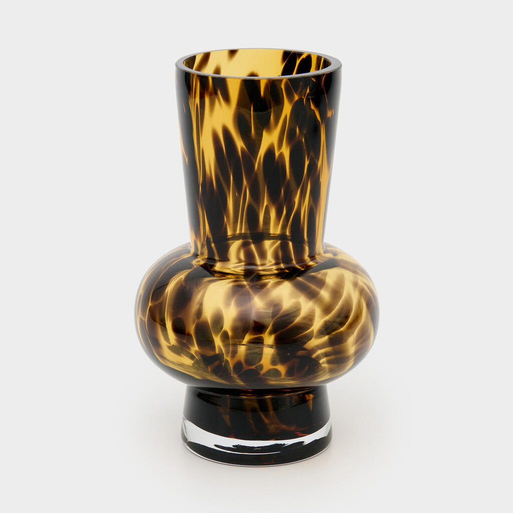 VASO VIDRO ÂMBAR CORNETA ANIMAL PRINT