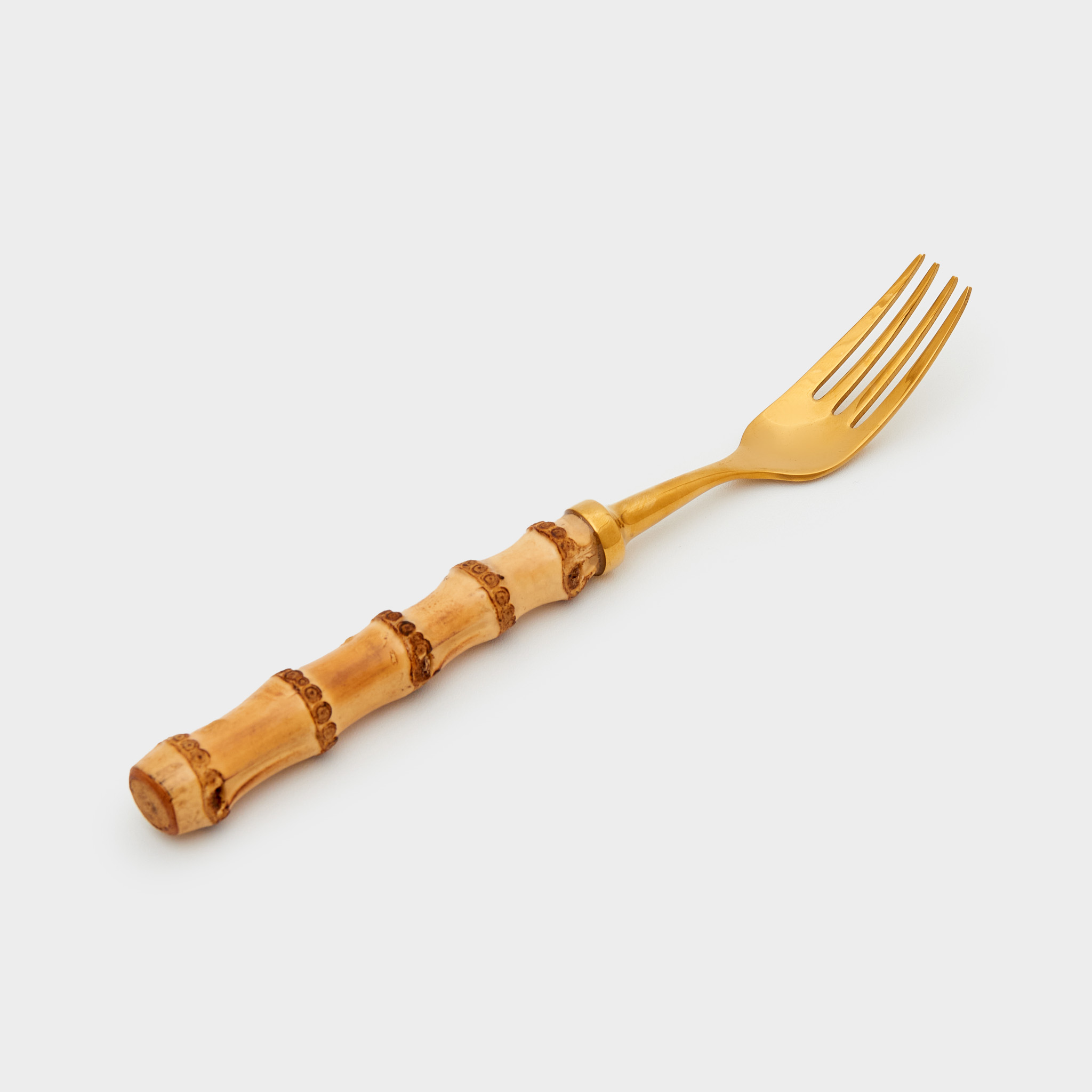 GARFO SOBREMESA DOURADO E BAMBU