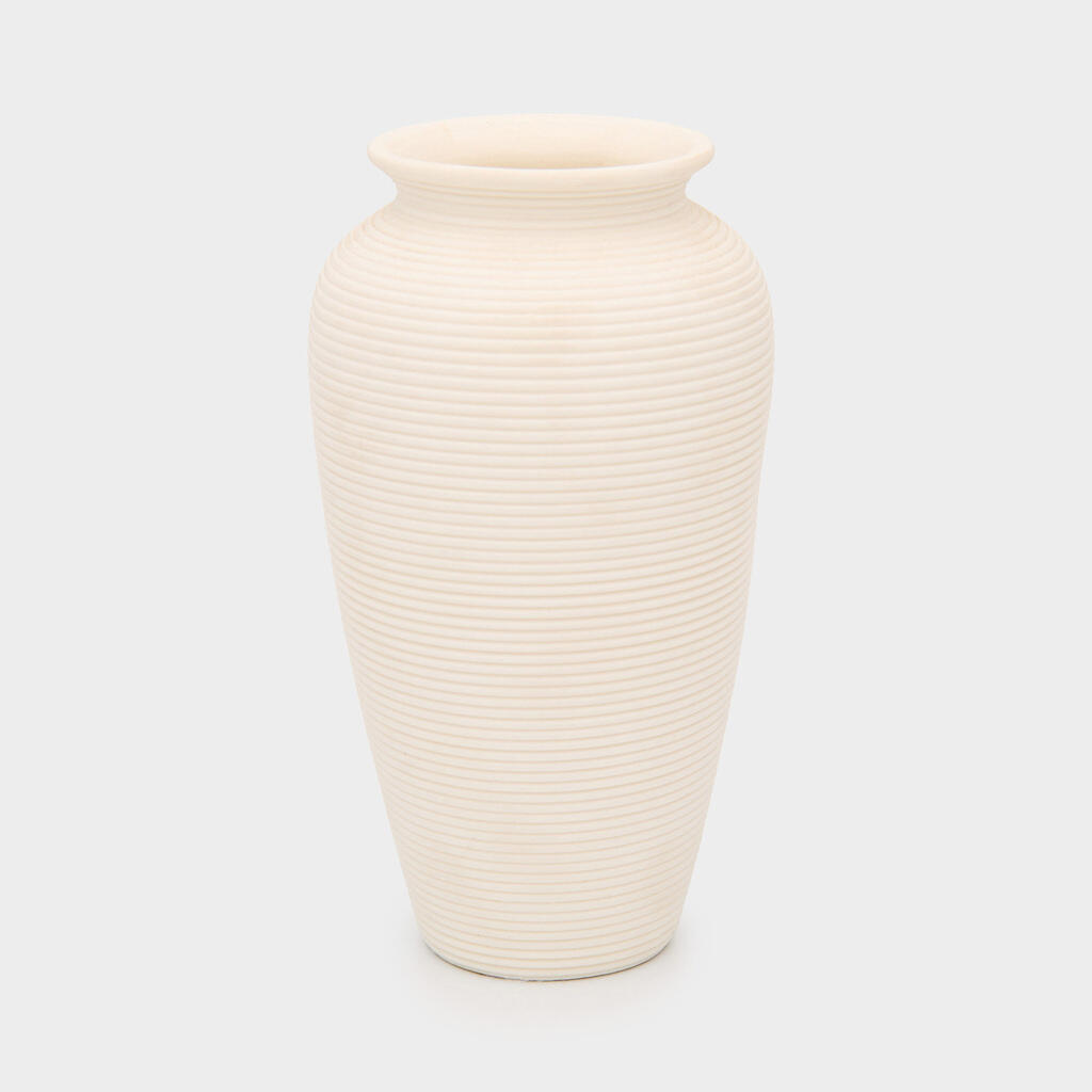 VASO CERÂMICA BRANCA LISTRA HORIZONTAL BOCA